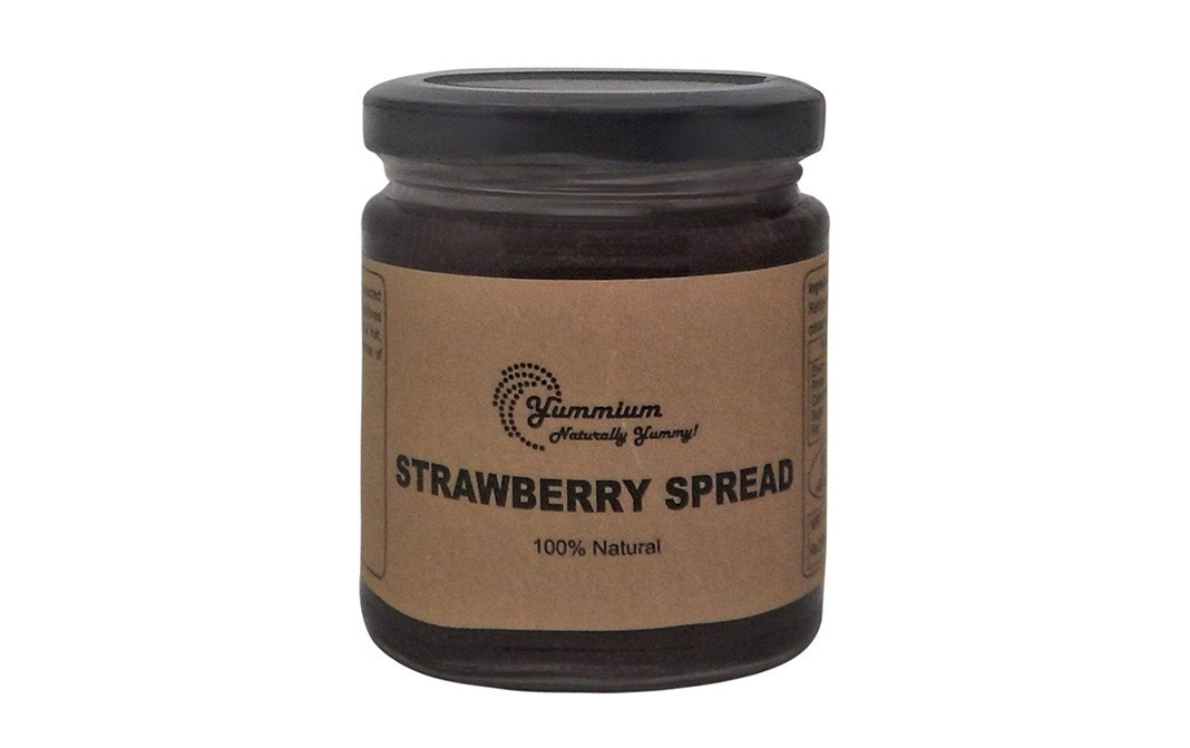 Yummium Strawberry Spread 100% Natural   Glass Jar  225 grams